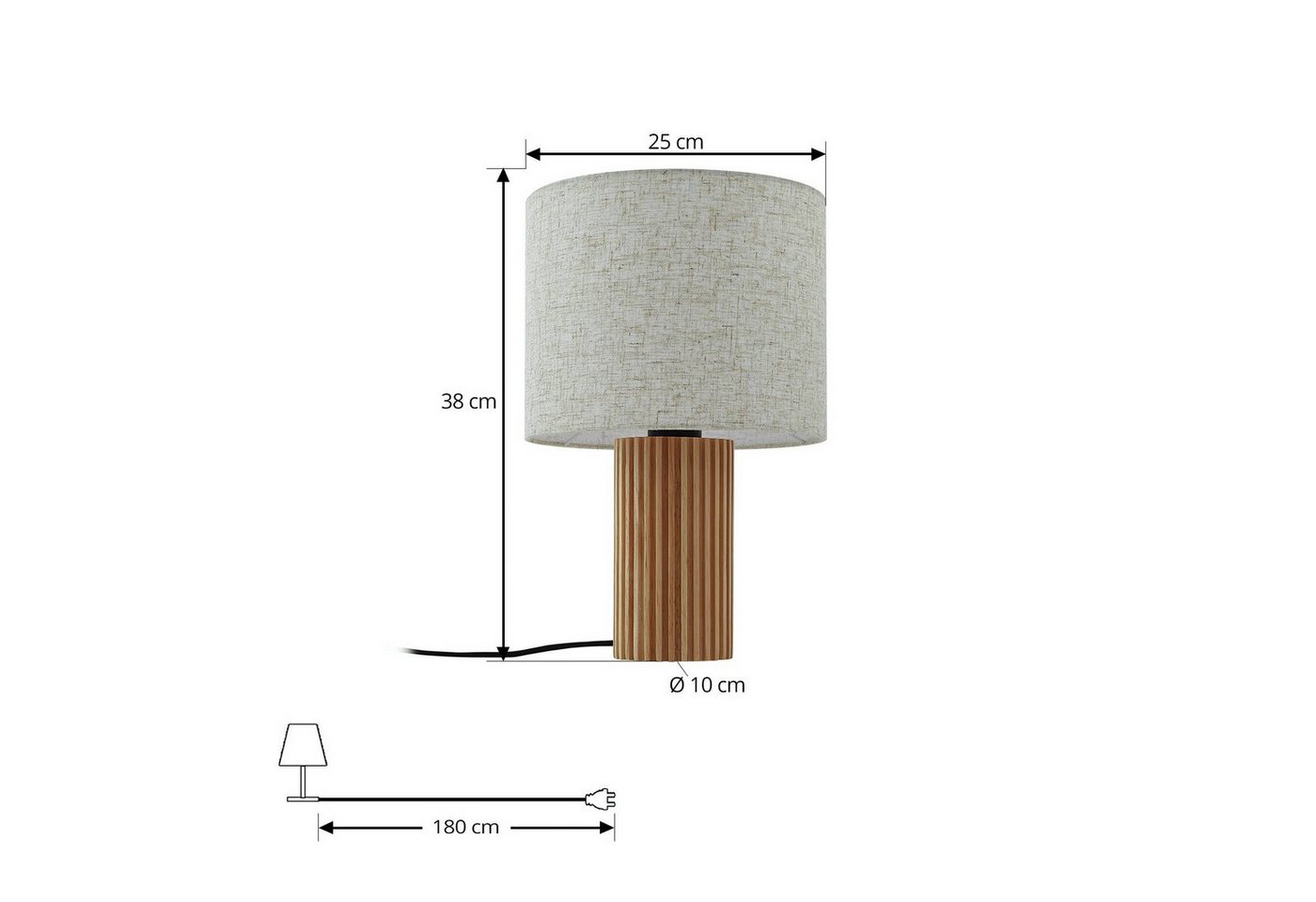 Lindby Tischleuchte Kimiko, Holz IP20, 1 x 15 W LED Bild 3