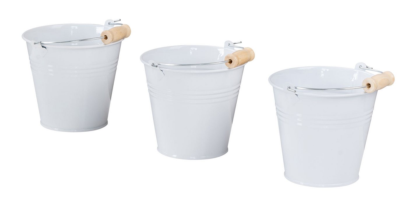 Levandeo® Kräutertopf, 3er Set Pflanztopf Metall H10cm Weiß Kräutertopf Mini Eimer