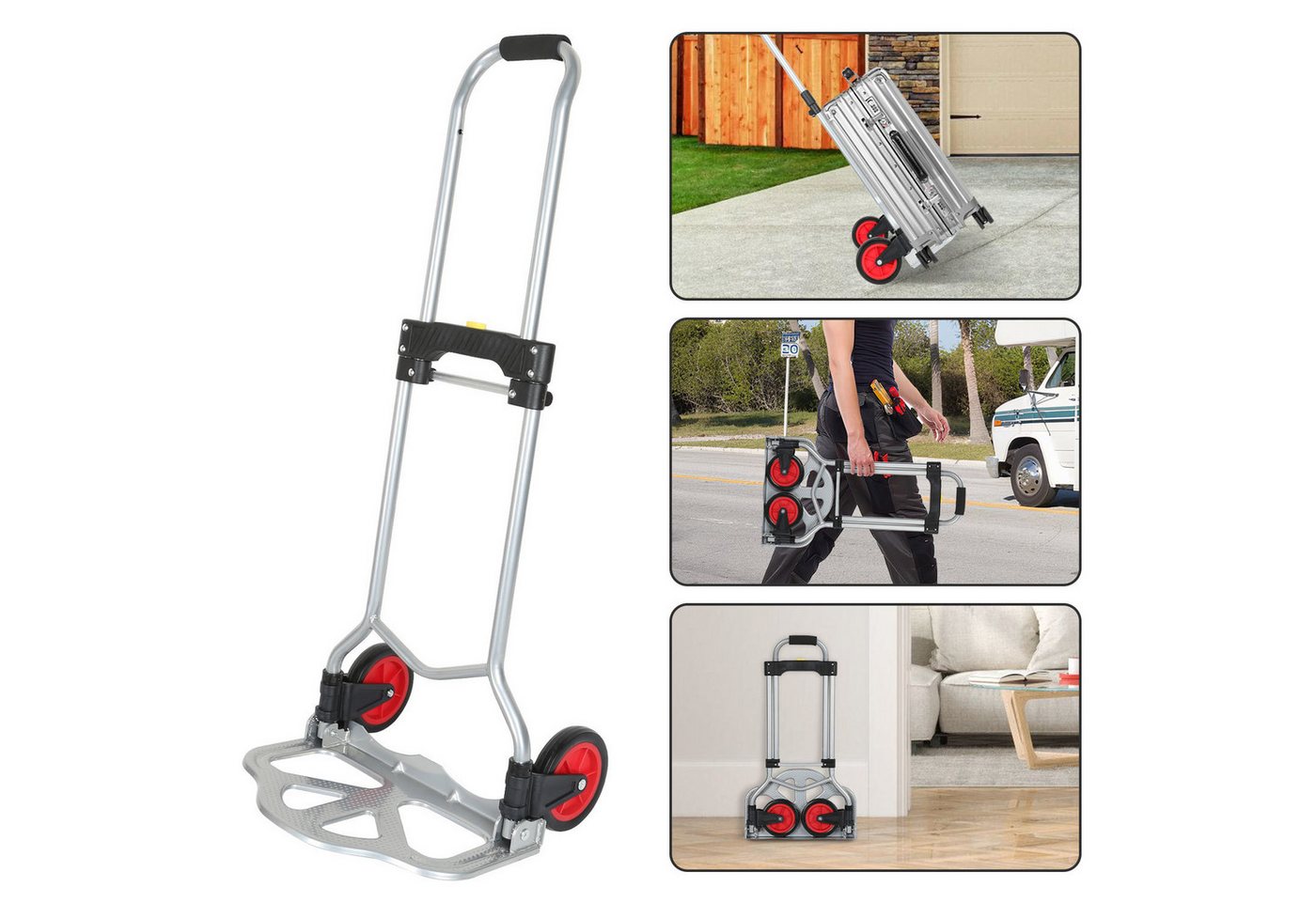 Clanmacy Sackkarre Sackkarre klappbar 60kg Treppensackkarre Stahl Silber