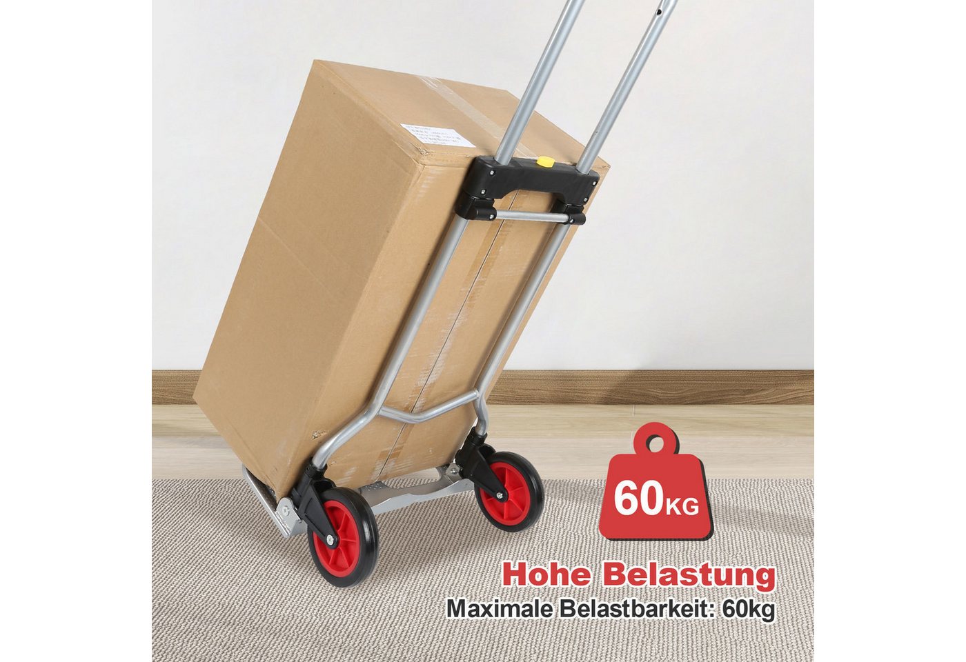 Clanmacy Sackkarre Sackkarre klappbar 60kg Treppensackkarre Stahl Silber Bild 3