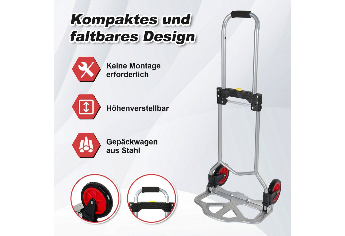 Clanmacy Sackkarre Sackkarre klappbar 60kg Treppensackkarre Stahl Silber Bild 5