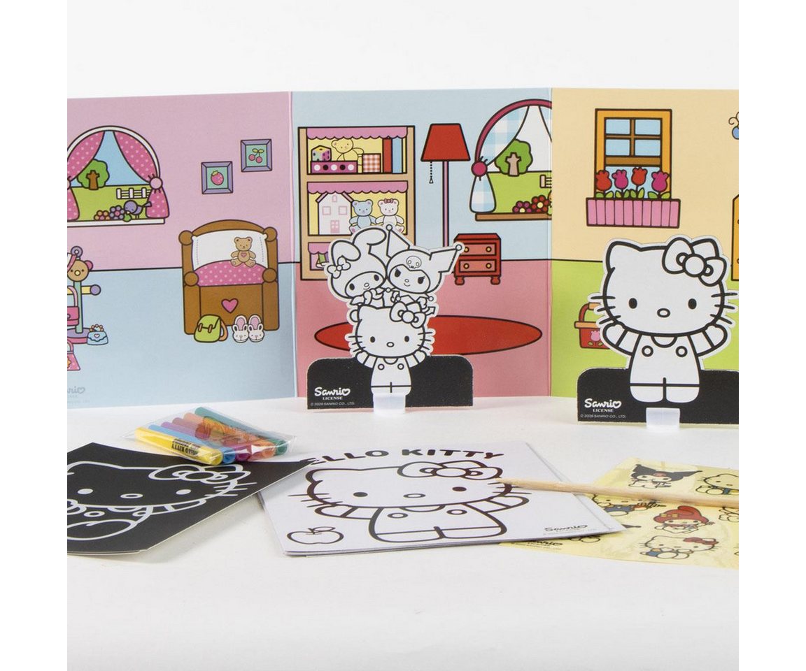 Hello Kitty Farbkasten Ausmal Set Kinder Tasche 24,5 cm Bastelset Geschenk