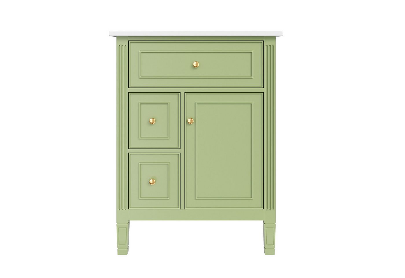 Flieks Waschtisch mit Türregalen und Schubladen, Waschbeckenunterschrank mit Waschbecken (B61/T47/H86 cm, 1-St., bodenstehend, Badschrank Lackierung), Badezimmerschrank mit Soft-Close-Funktion Badmöbel Grün