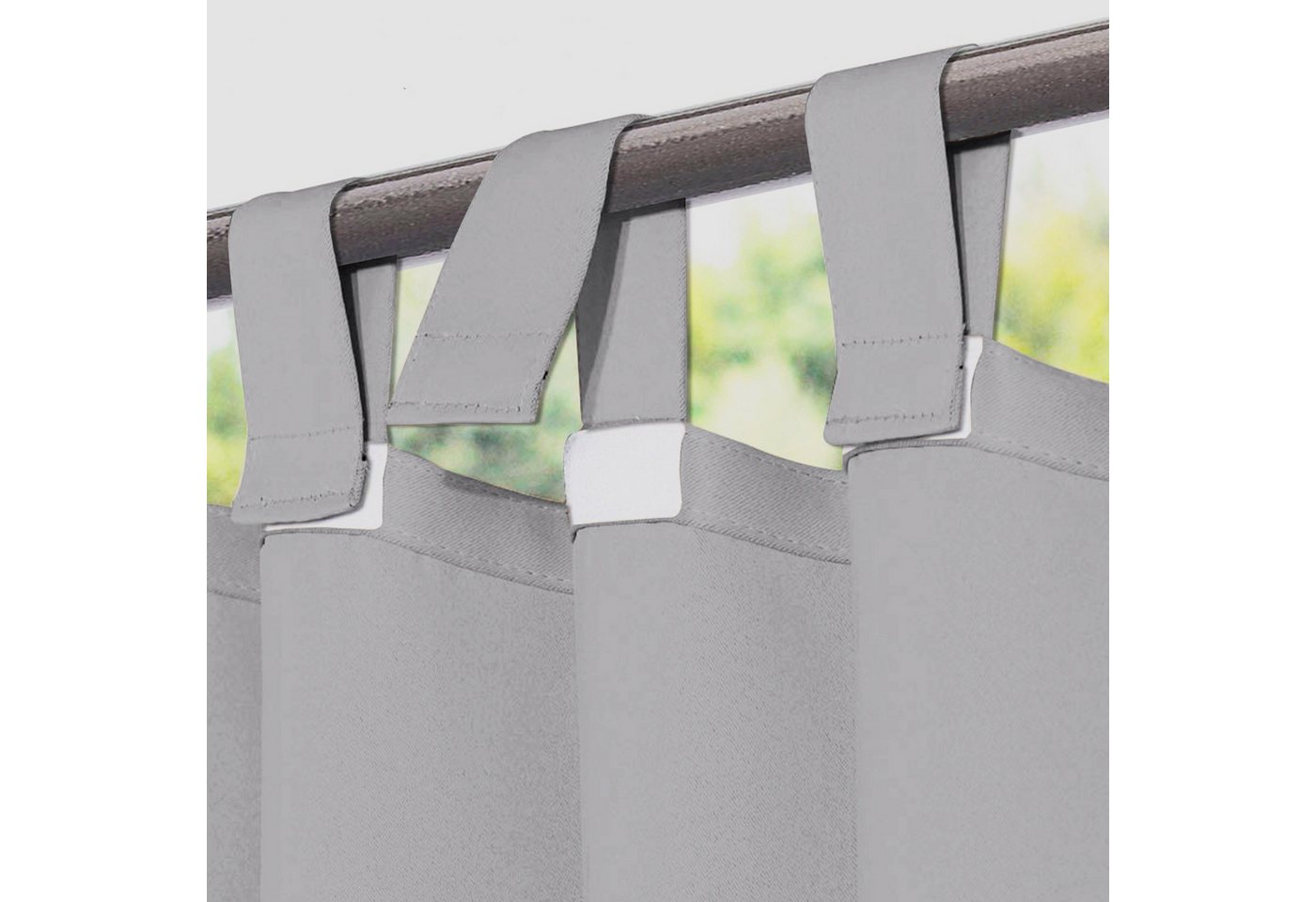 Rosnek Outdoorvorhang Outdoor Vorhang wasserabweisend, Verdunkelung & Sichtschutz (2 St), Schlaufen, blickdicht, Polyester, Balkonvorhang mit Thermoschutz, 132 cm breit, für Terrasse & Pavillon Bild 3