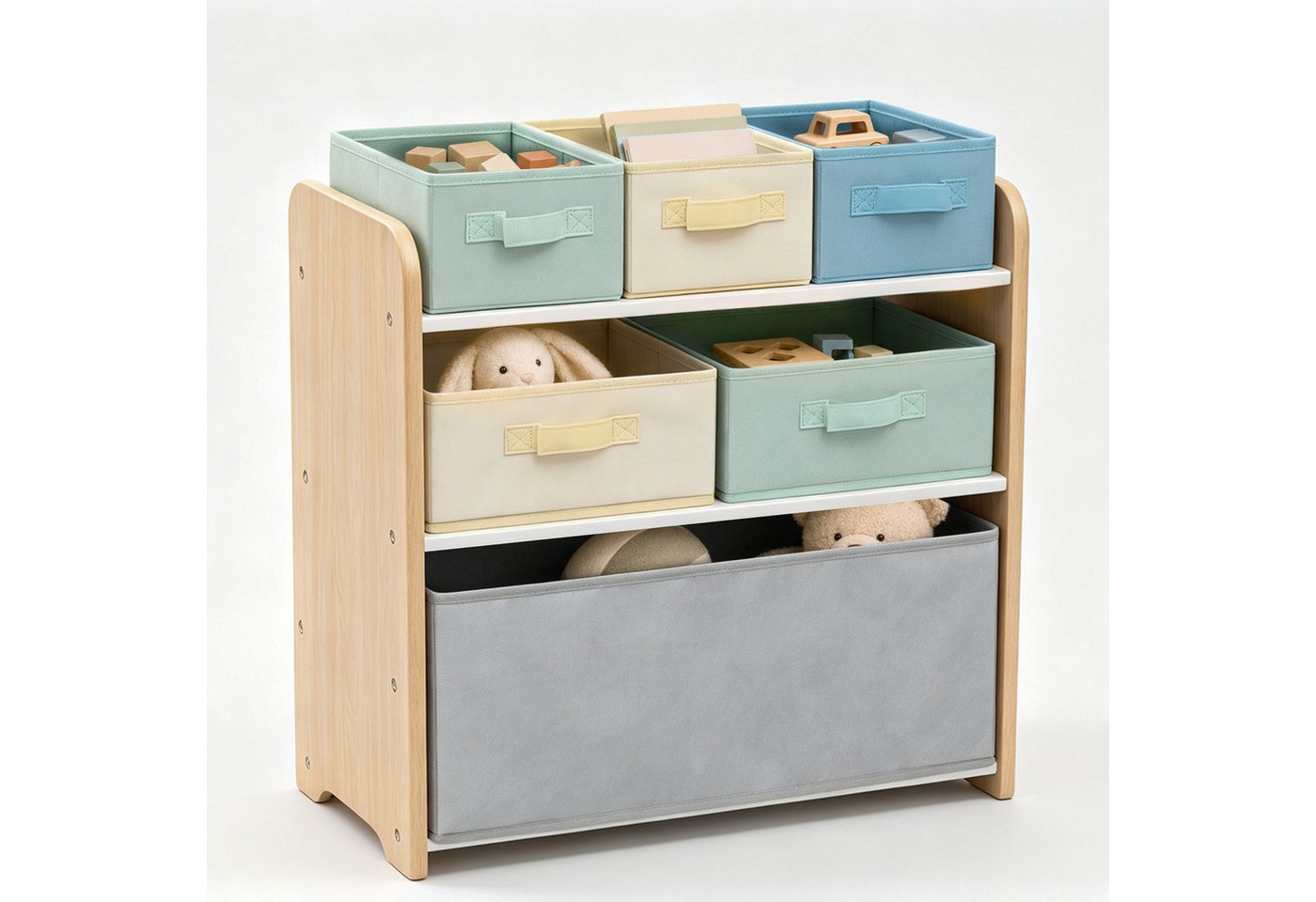 ALVIX Kinderregal NESTA 6, Packung, 6 herausnehmbare Stoffboxen in 3 Größen Bild 4