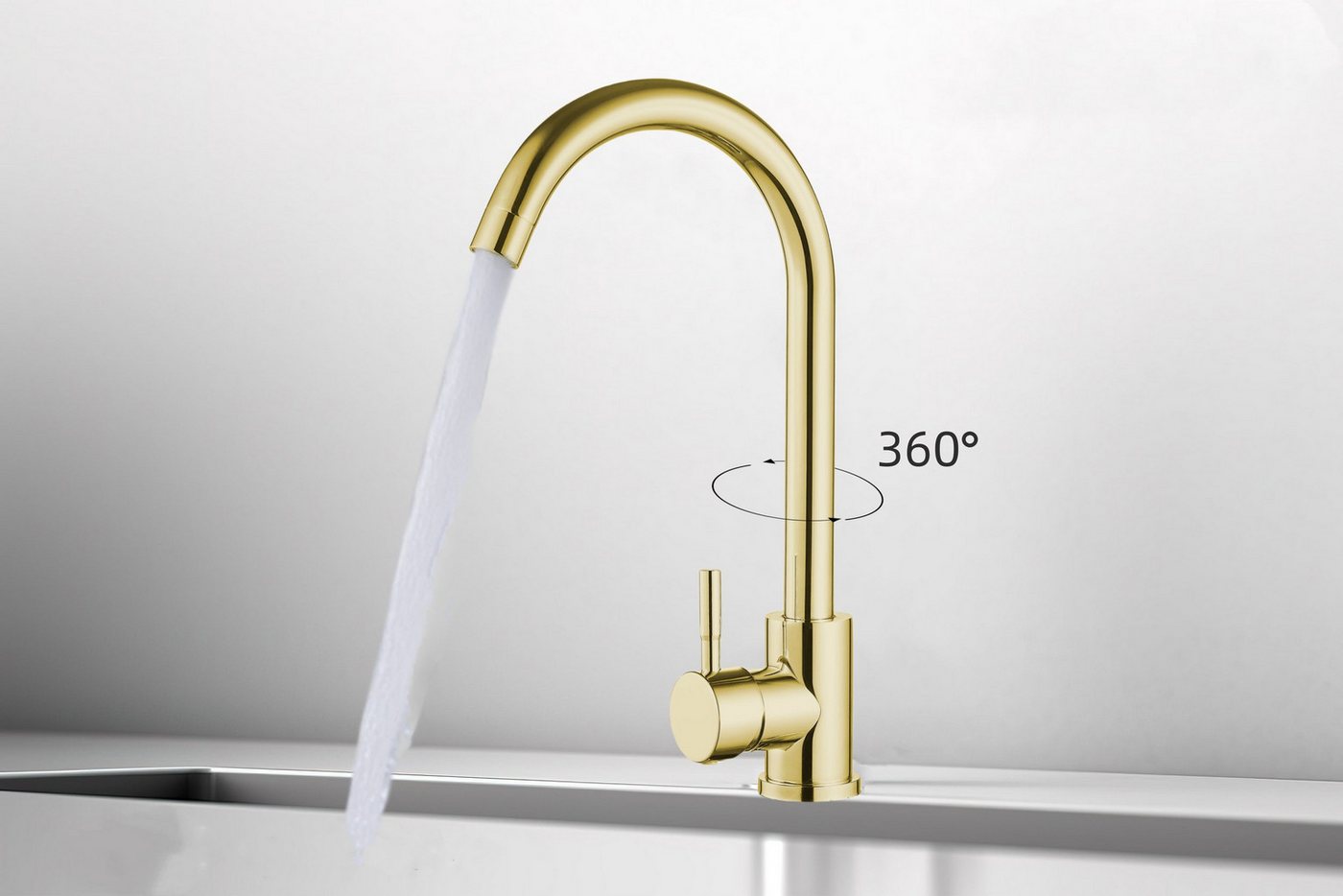 Faizee Home Küchenarmatur Küchenarmatur Hochwertiger Einhebelmischer Genial Gold Hochwertige Armaturen aus Messing & Edelstahl, modern & langlebig Bild 3