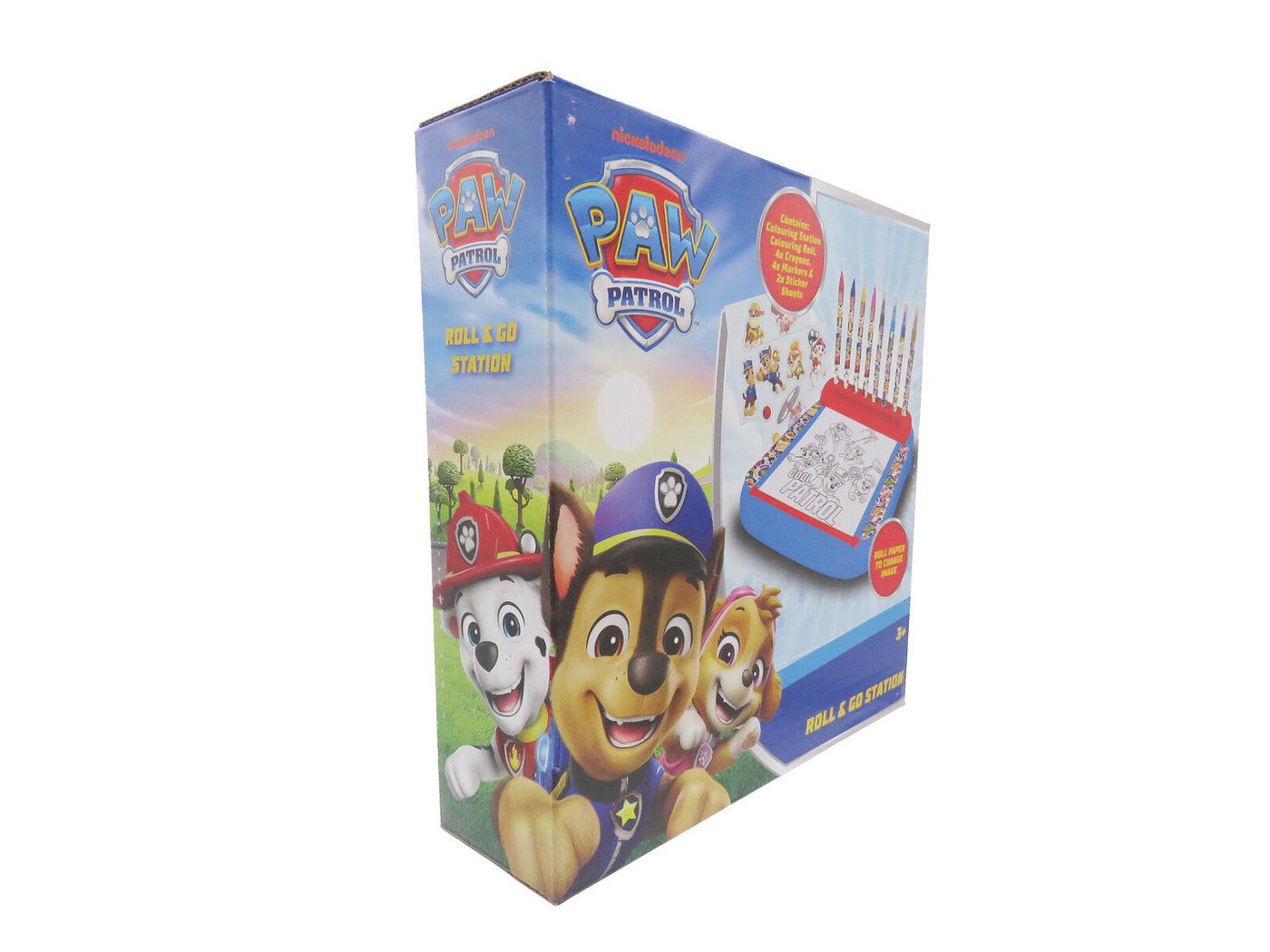 PAW PATROL Zeichenblock Kinder Malstation mit 4 Markern 4 Buntstiften und Papierrolle