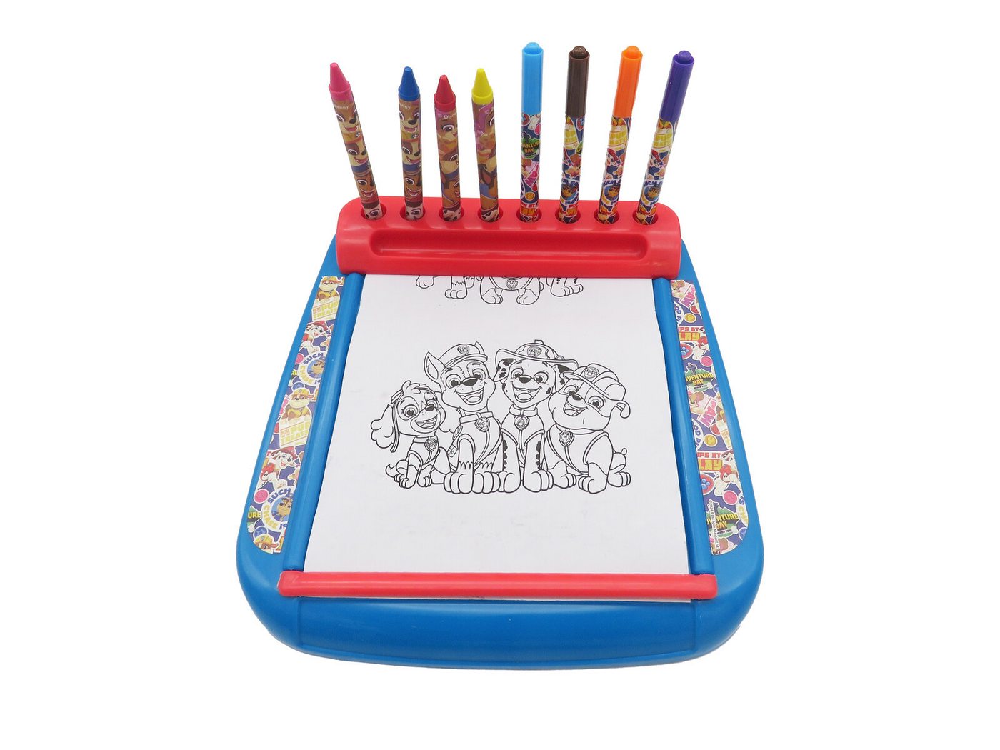 PAW PATROL Zeichenblock Kinder Malstation mit 4 Markern 4 Buntstiften und Papierrolle Bild 2