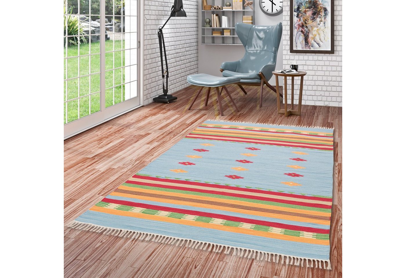 Pergamon Wollteppich Baumwolle Natur Kelim Teppich Lina Stripes, Rechteckig, Höhe: 8 mm Bild 2