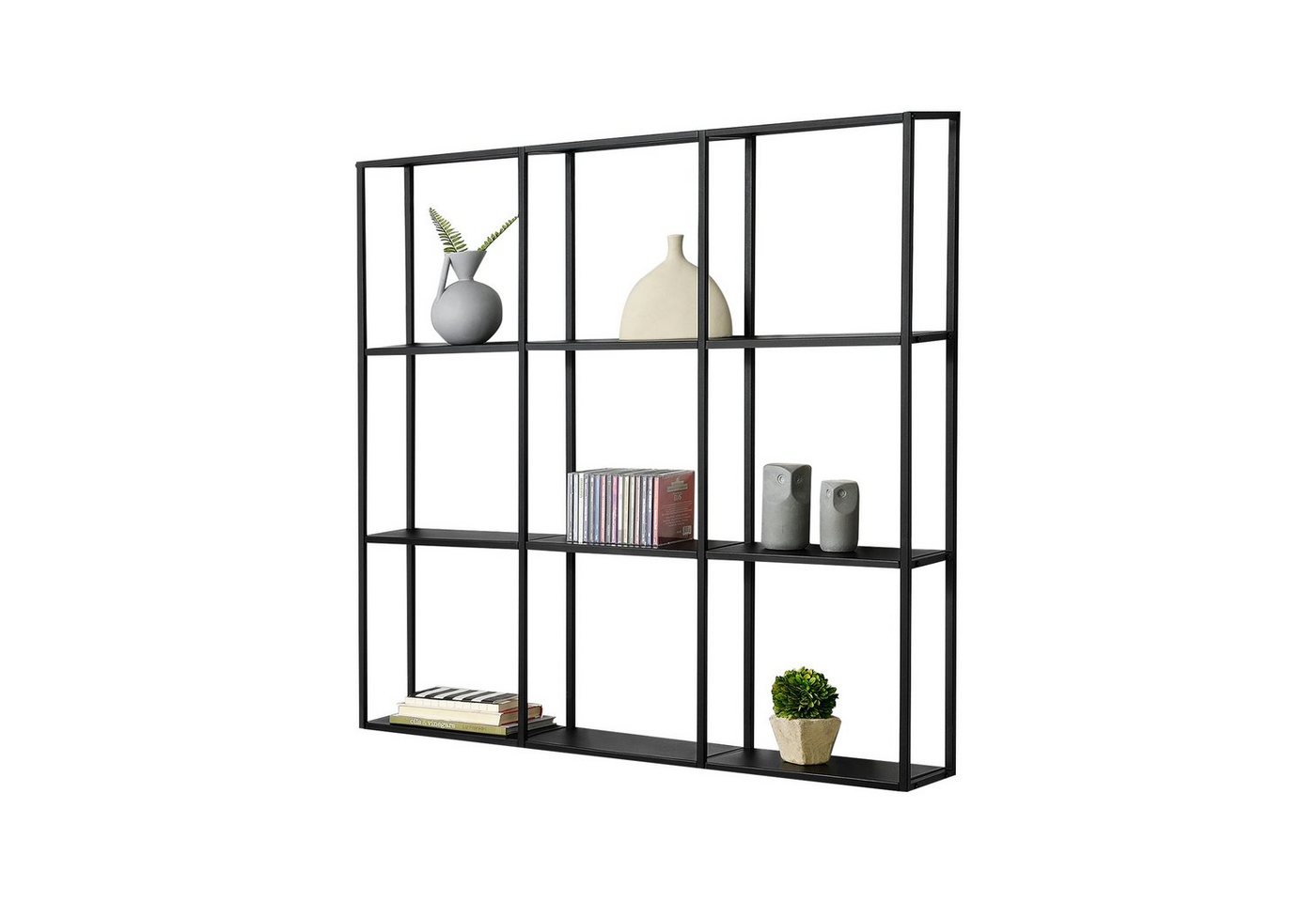 en.casa Wandregal, »Jelsa« Metallregal mit 9 offenen Ablagen Schwarz 100 x 18 x 110 cm Bild 5
