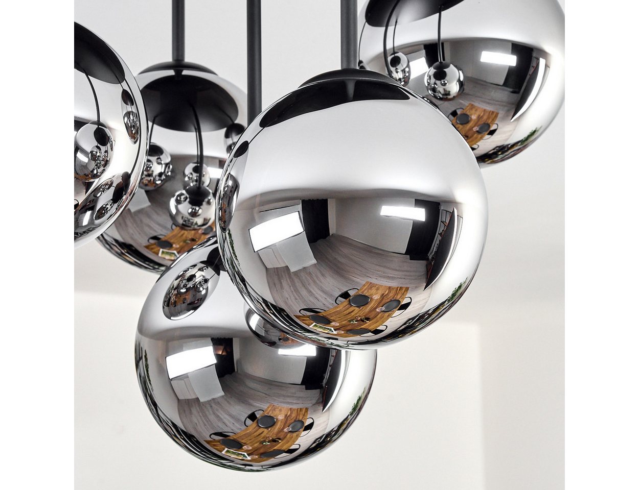 hofstein Deckenleuchte 5-flammige Deckenlampe aus Metall/Glas in Schwarz/Chrom-/Rauchfarben, ohne Leuchtmittel, im Retro/Vintage-Design (Schirme Ø 15 cm), E14 Bild 2