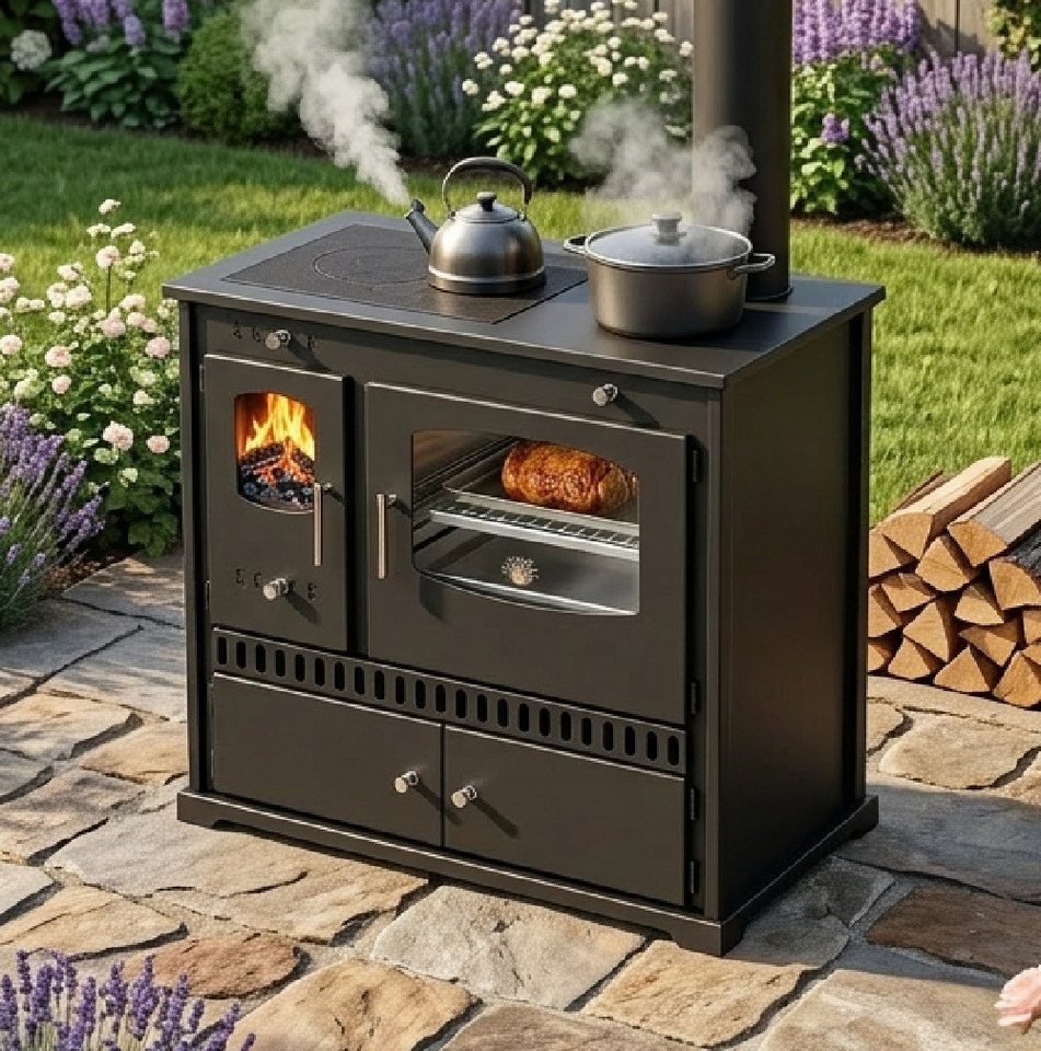 Prometey Gartenkamin Outdoor-Küchenofen P ECO INOX Edelstahlbackfach, rechte Version Bild 2
