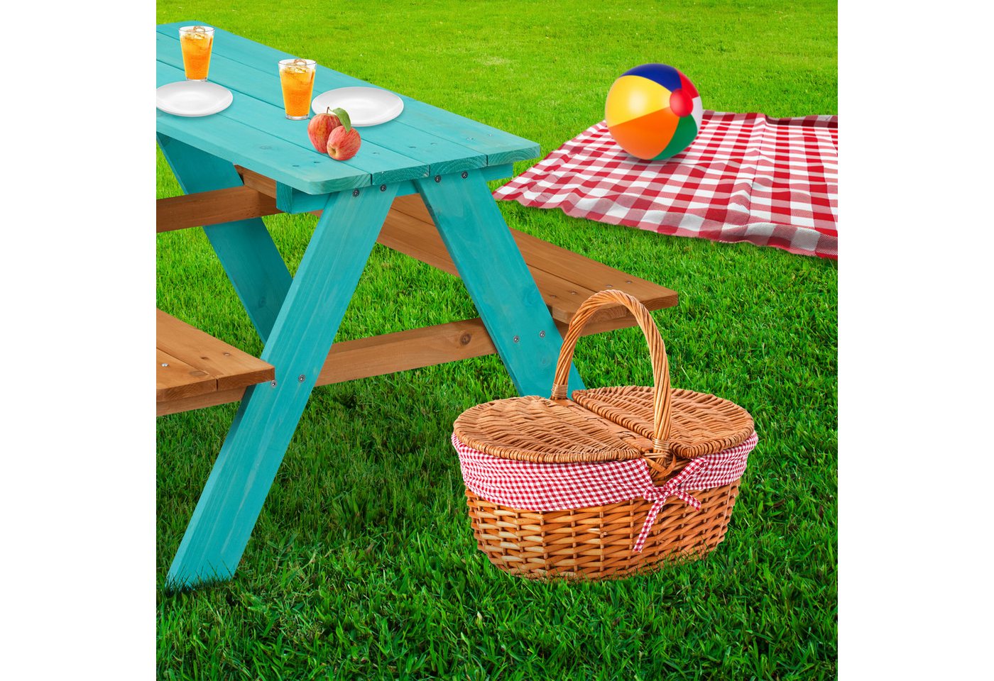relaxdays Garten-Kindersitzgruppe Kindersitzgarnitur aus Holz, grau