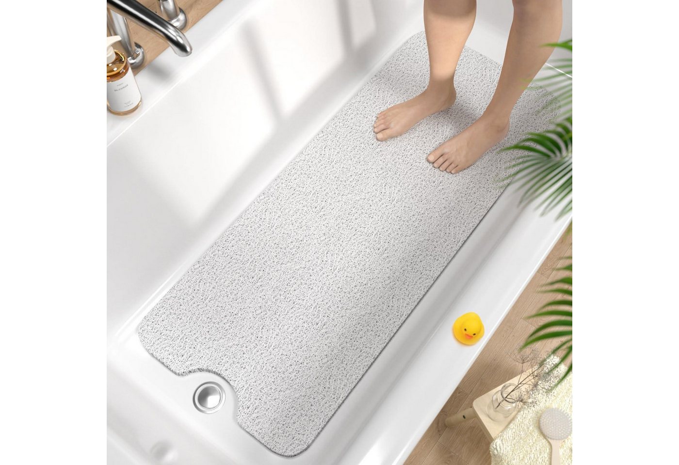 LuxusKollektion Wanneneinlage Badewannenmatte rutschfest extralang PVC Weiß 100 x 40 cm (Rechteckig)
