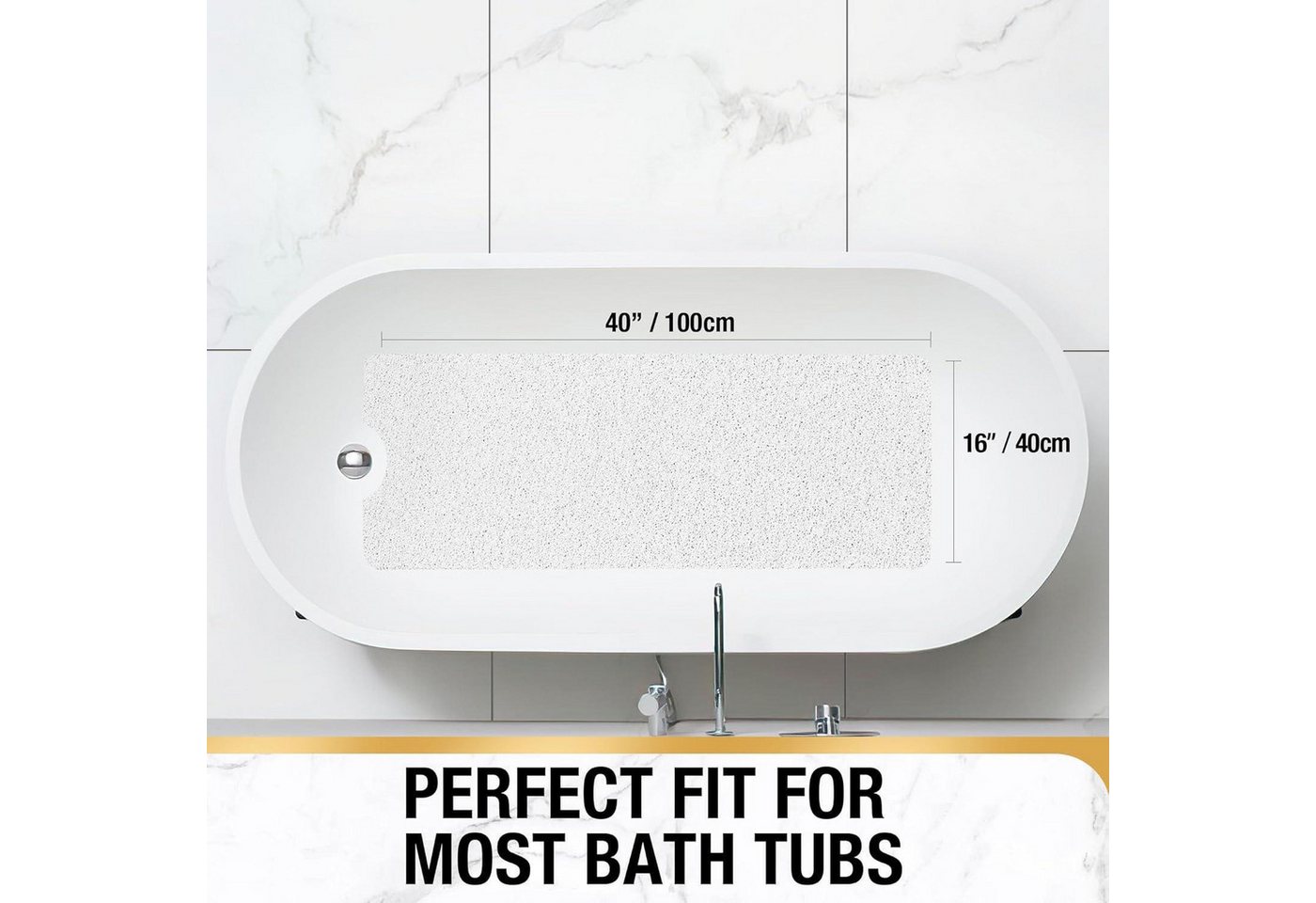 LuxusKollektion Wanneneinlage Badewannenmatte rutschfest extralang PVC Weiß 100 x 40 cm (Rechteckig) Bild 5
