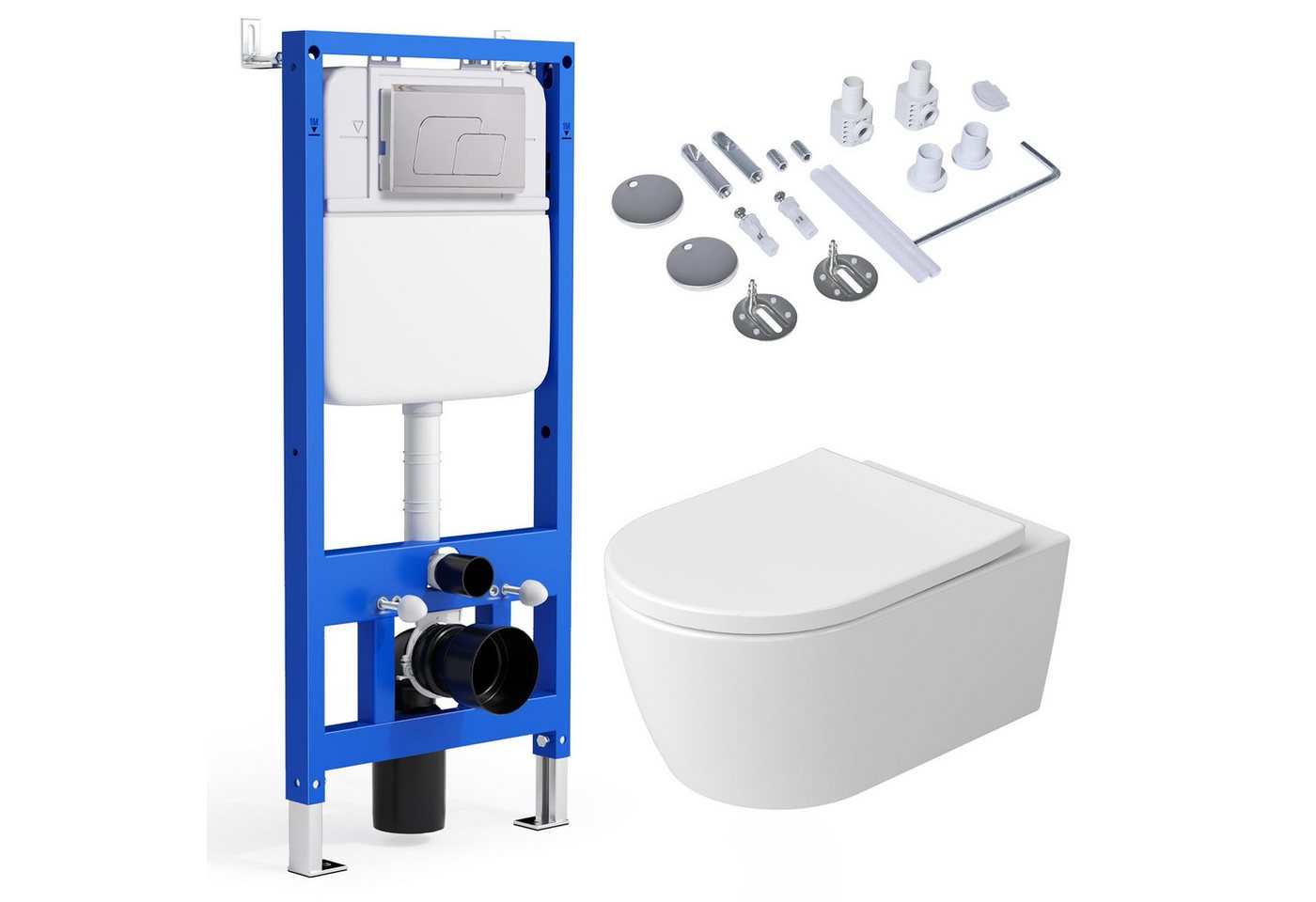 Rainsworth WC-Komplettset Vorwandelement WC mit Unterputz Spülkasten, wandhängend, WC-Sitz mit Absenkautomatik, Toilette spulrandlos Bild 4