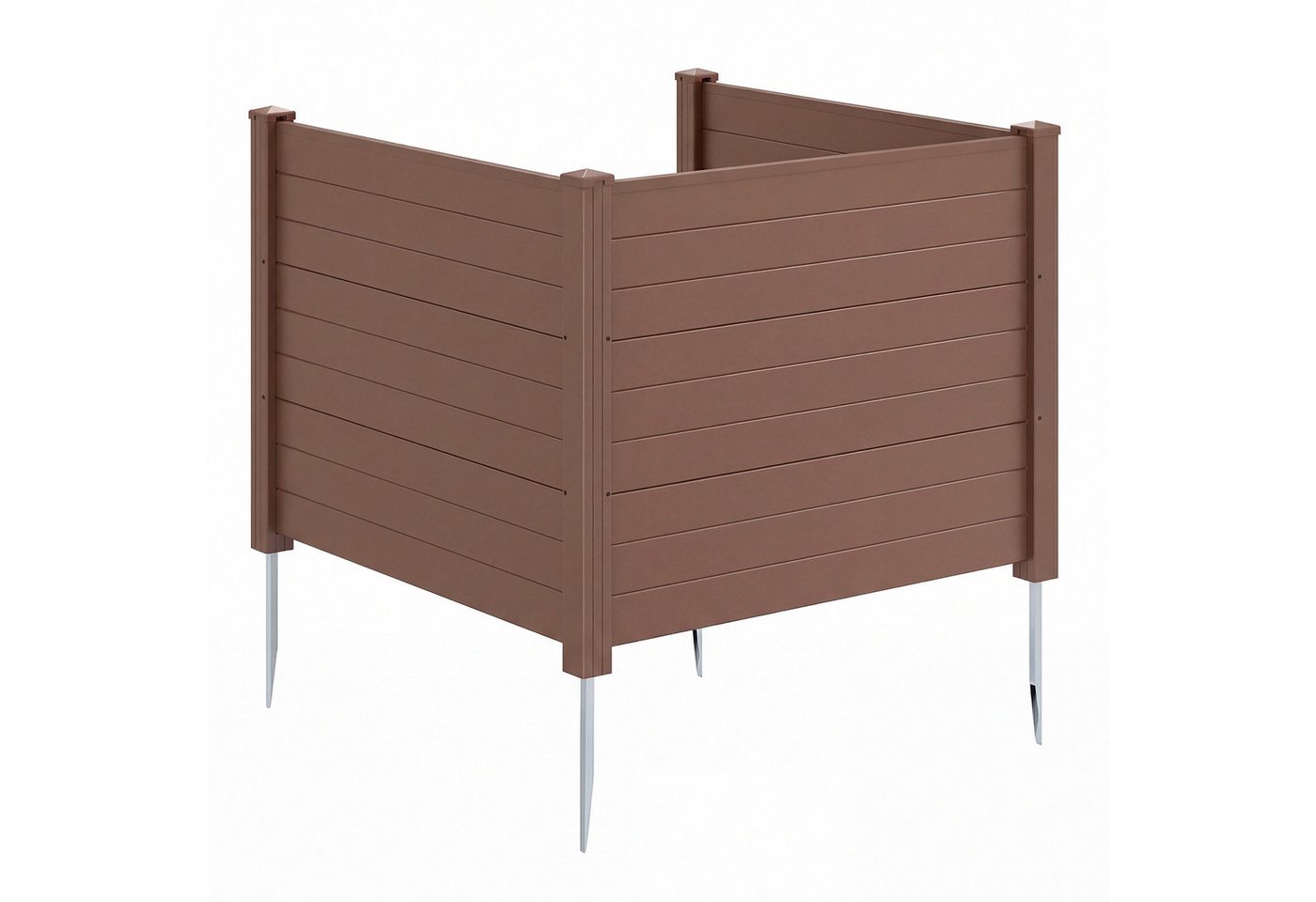 COSTWAY Gartenzaun, Lamellenzaun aus PP, Steckzaun mit 4 Pfählen, 122x95 cm Bild 4