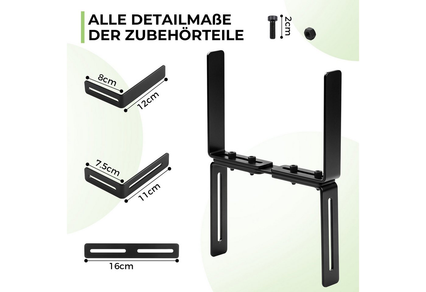 QUBEBU Blumenkastenhalter Blumenkastenhalter H-Form, Blumenkastenhalterung für Balkon, Geländer, Kasten Halter für Blumenkasten 15–27 cm, Balkongeländer 1,5–32 cm, 4-St., Balkonkasten Halterung für Balkongeländer, ohne Bohren, Robuster Bild 2