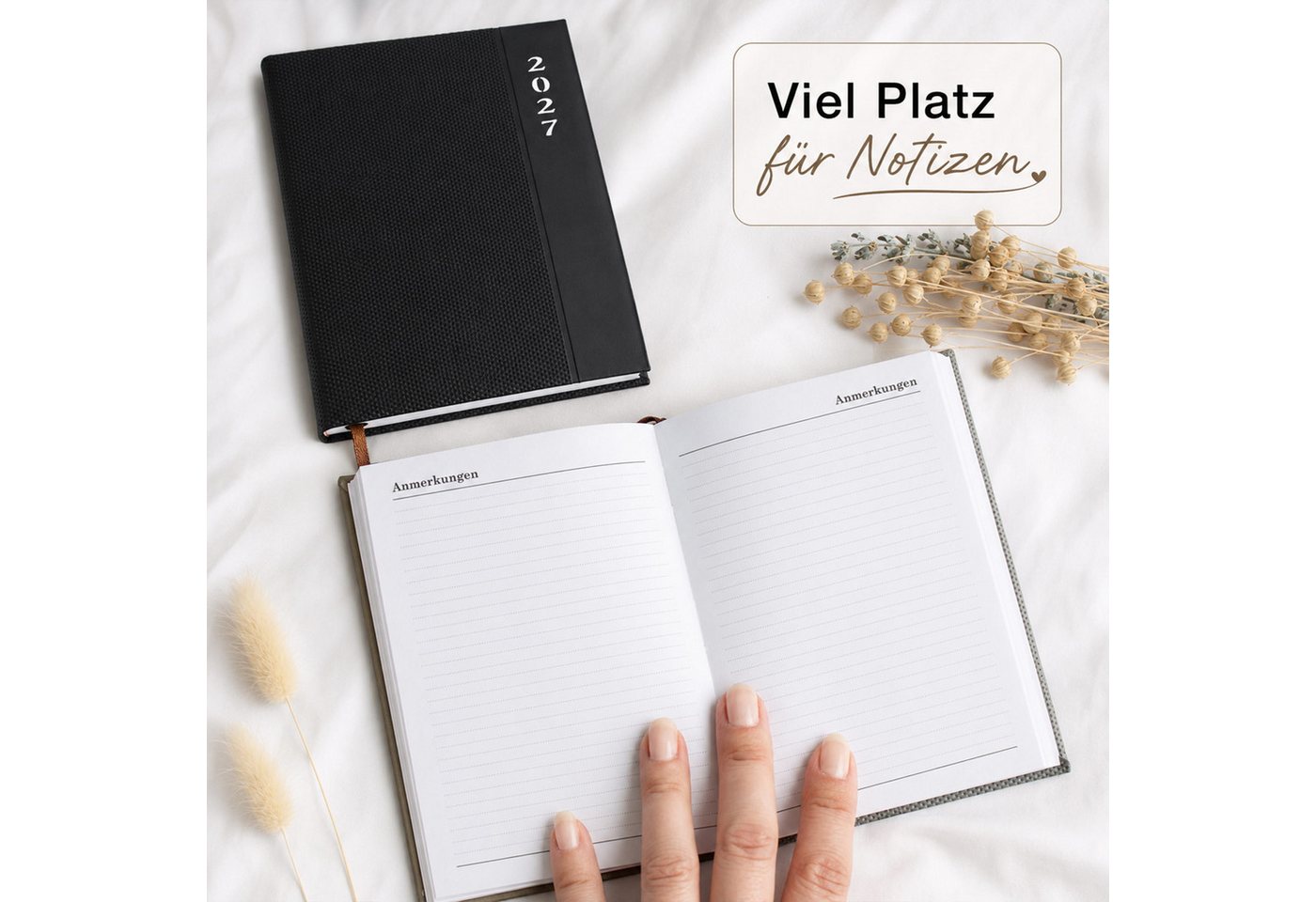 AMLI Taschenkalender Taschenkalender 2027 A6 1 Woche 2 Seiten Softtouch Schwarz, Softtouch-Cover, Leseband, Ferien & Feiertage, Jahresvorschau Bild 5