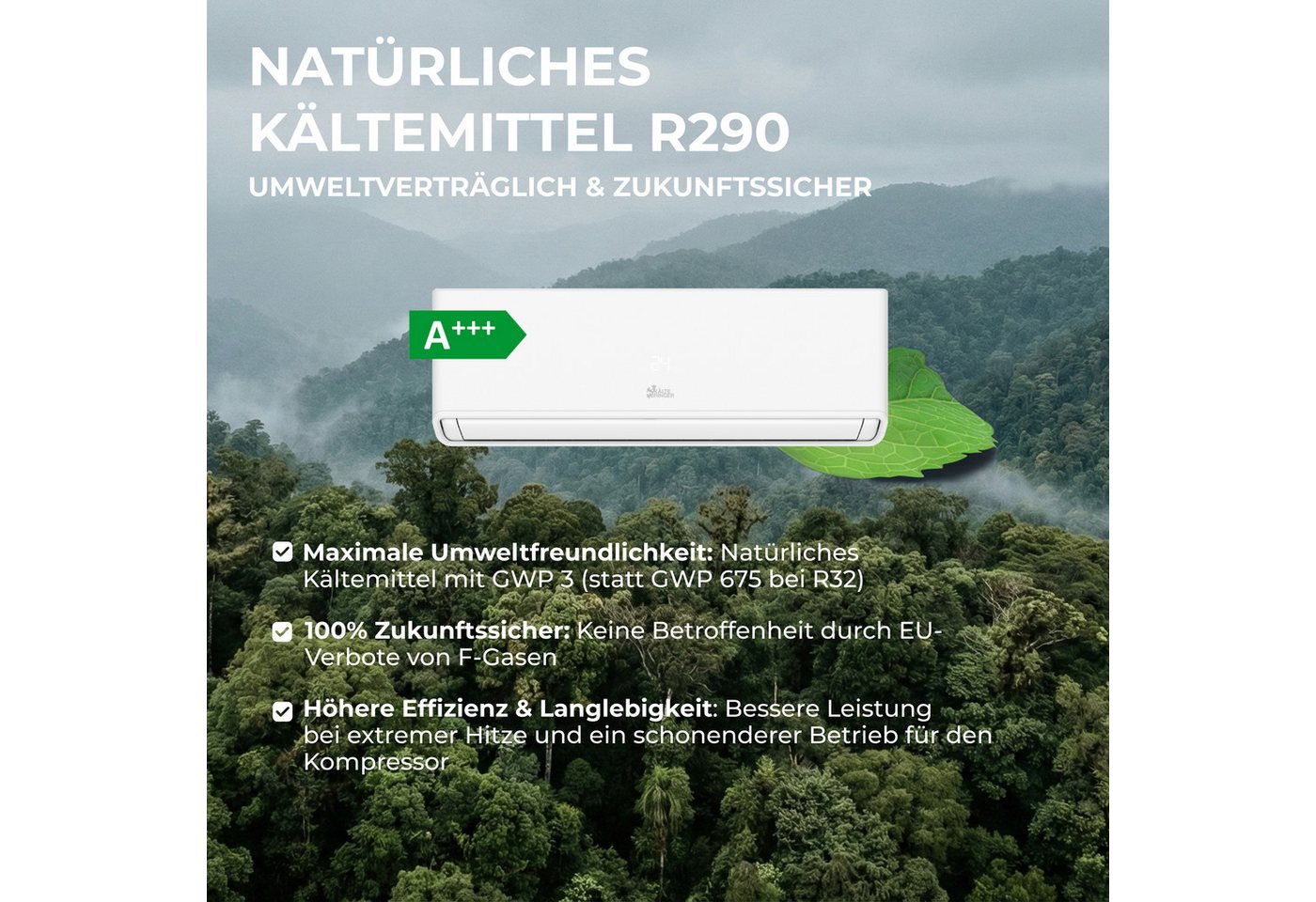 Kältebringer Split-Klimagerät R290 Split Klimaanlage 9.000 BTU (2,8kW) A+++ Bild 4