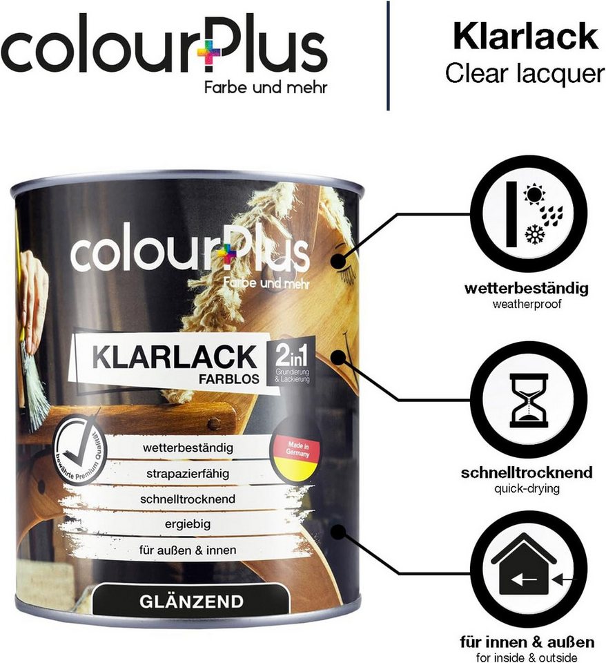 ColourPlus Klarlack 2in1 Klarlack für Holz, innen & außen, 2in1, wasserverdünnbar, dauerelastisch, spielzeugsicher (EN 71-3) Bild 2