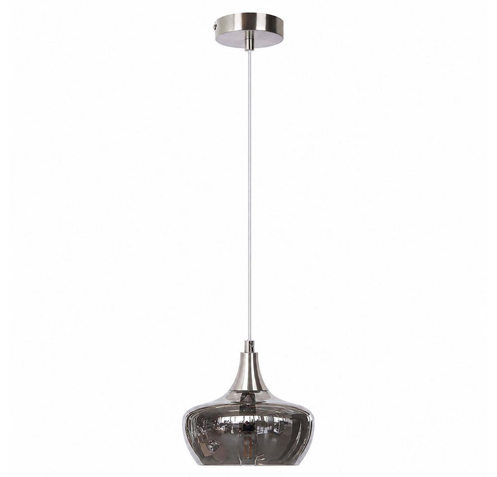 NOWA Pendelleuchte, Leuchtmittel nicht inklusive, 2x Pendellampe Hängeleuchte Esszimmerleuchte Glas rauchfarben nickel Bild 5