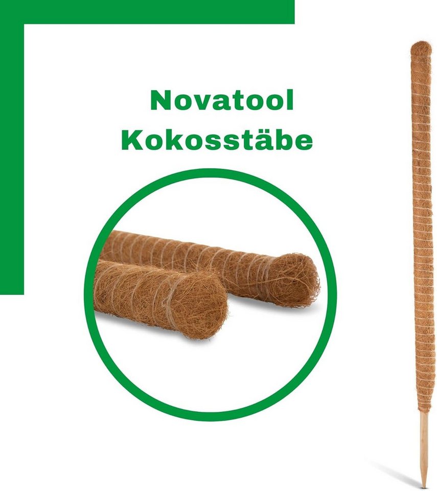 Novatool Rankhilfe 19685-2xStuck, 2X Pflanzstäbe Kokos 110 cm I Ø 45mm I verlängerbar I natürlicher Koko Bild 2
