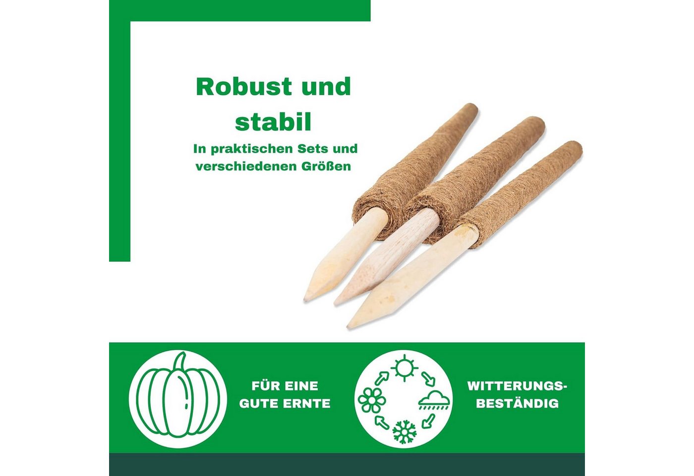 Novatool Rankhilfe 19685-2xStuck, 2X Pflanzstäbe Kokos 110 cm I Ø 45mm I verlängerbar I natürlicher Koko Bild 4