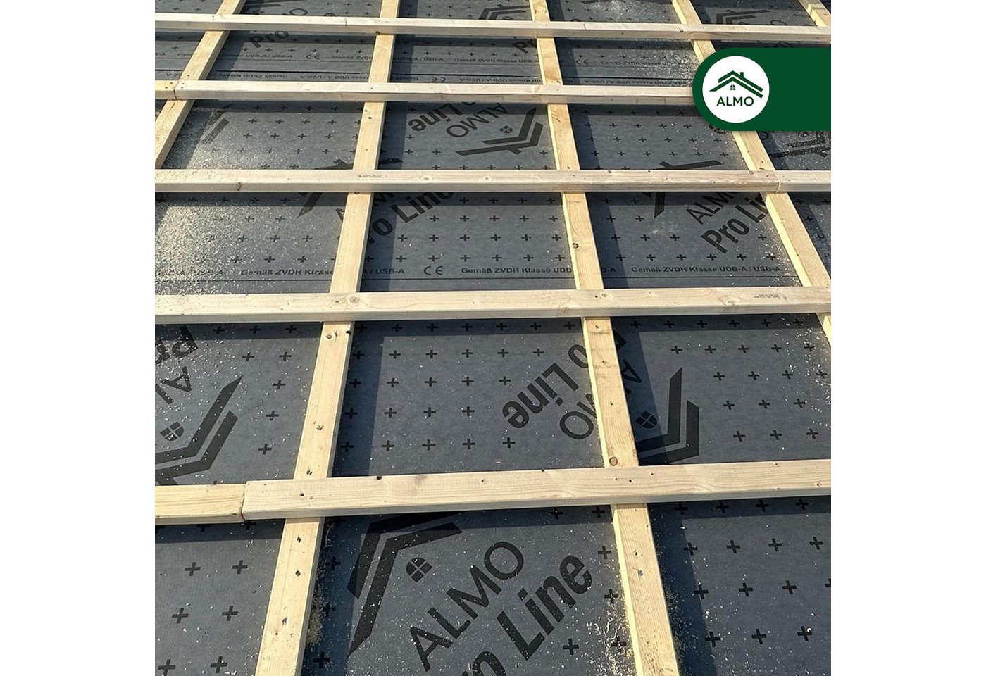 ALMO Dachbahn & Fassadenbahn ProLine 150, 1,5m x 25m, 37,5m², (Diffusionsoffene, UV-beständige, Wind- & regensicher Unterdeckbahn), auch als Fassadenbahn bei geschlossenen Fassaden geeignet