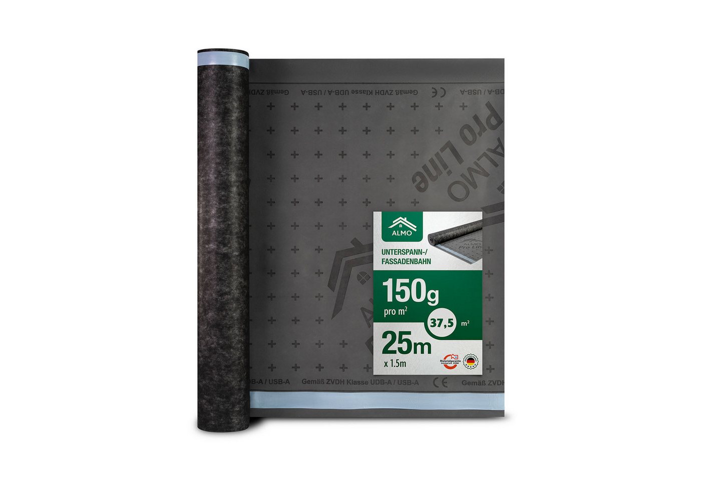 ALMO Dachbahn & Fassadenbahn ProLine 150, 1,5m x 25m, 37,5m², (Diffusionsoffene, UV-beständige, Wind- & regensicher Unterdeckbahn), auch als Fassadenbahn bei geschlossenen Fassaden geeignet Bild 5