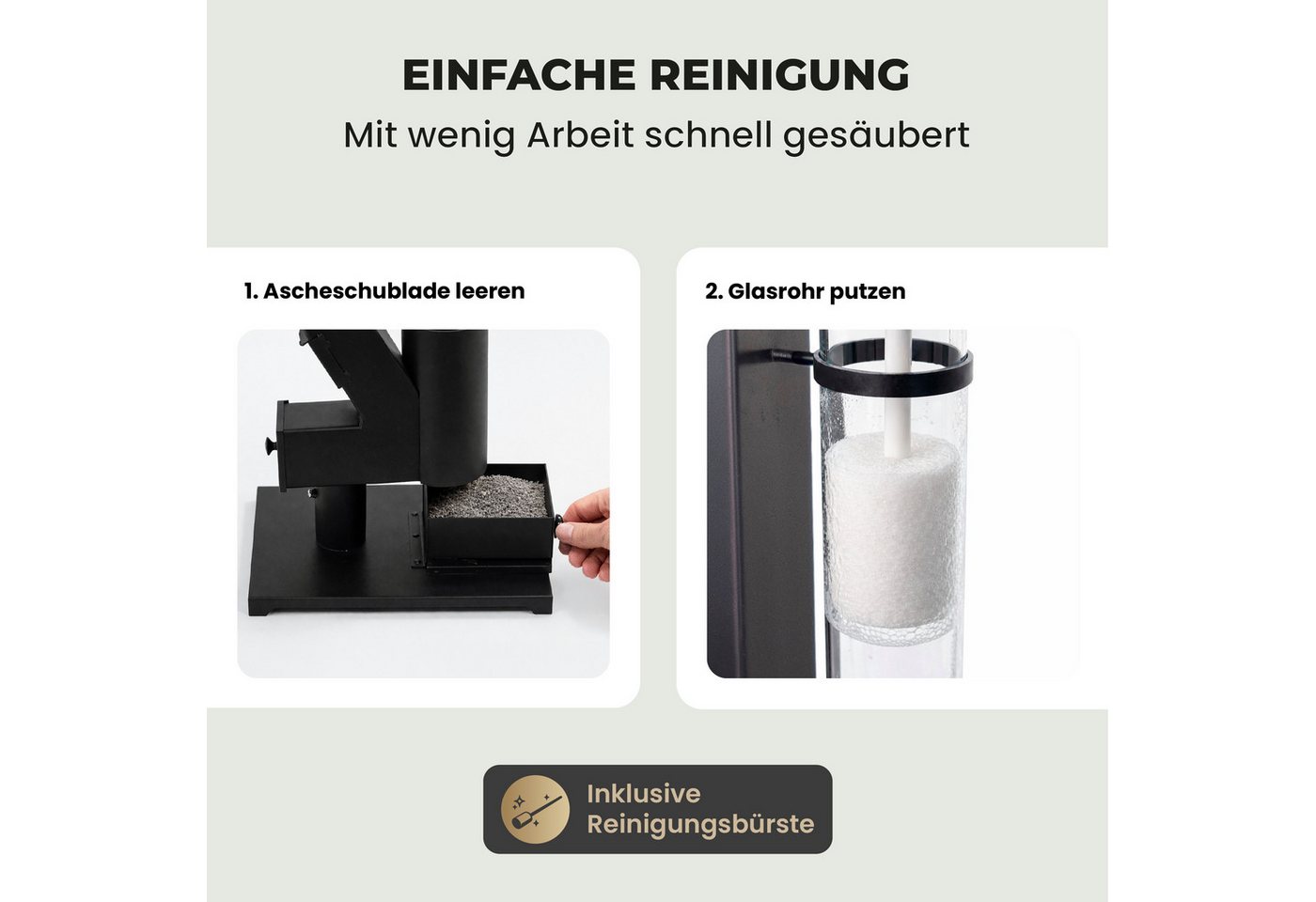 Lemodo Heizstrahler Pelletfackel CORE Feuersäule Outdoor mit Glasröhre Stahl schwarz Bild 3