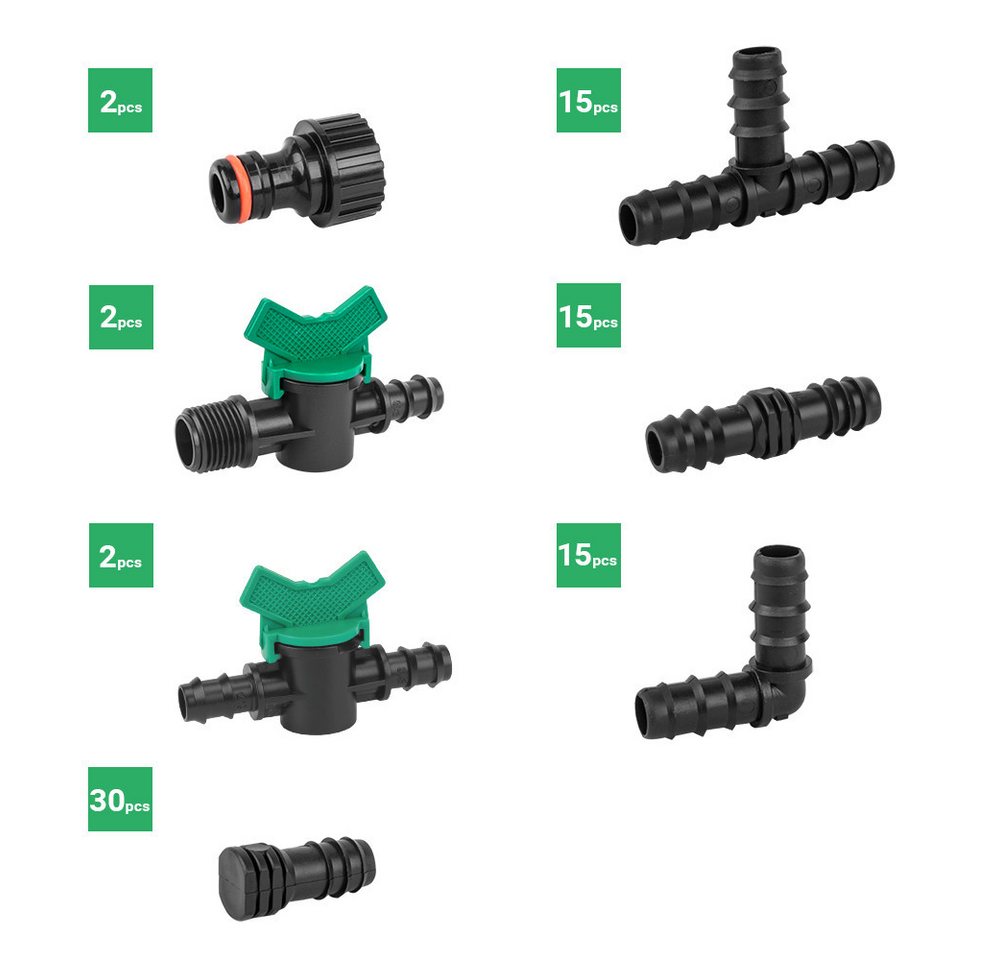 Bradas Bewässerungssystem Bewässerungsarmatur-Set Tropfbewässerung 16mm 81tlg Tropfschlauch Bild 3