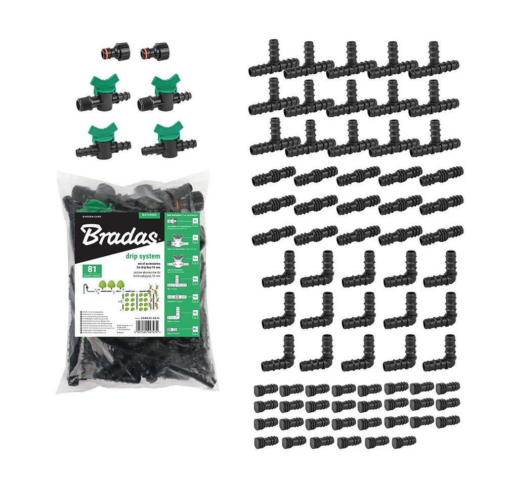 Bradas Bewässerungssystem Bewässerungsarmatur-Set Tropfbewässerung 16mm 81tlg Tropfschlauch Bild 4