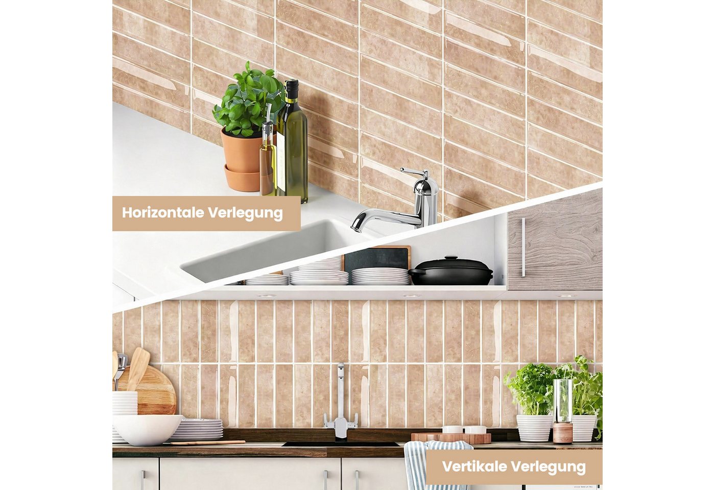 Bundviel 3D Wandpaneel 10stk. Selbstklebend 3D Fliesenaufkleber Küchenrückwand Wasserdicht, BxL: 30,5x30,5 cm, 0,9 qm, für Küche Bad Bild 3