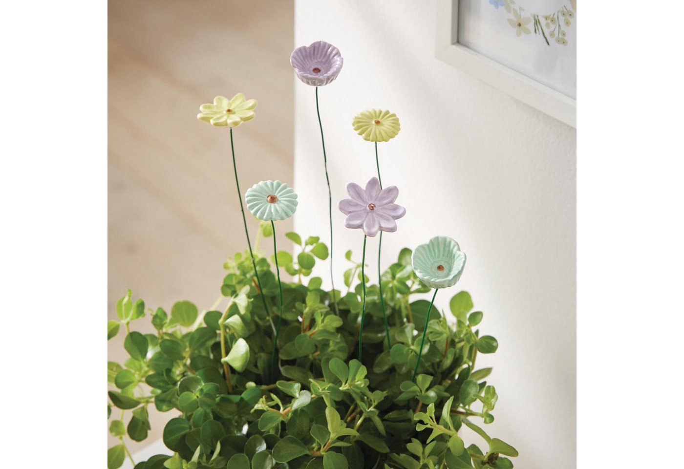 Home-trends24.de Gartenstecker Blumen Stecker Pastellblüten 6er Set Deko Bumen glänzend 30 cm (6-St)