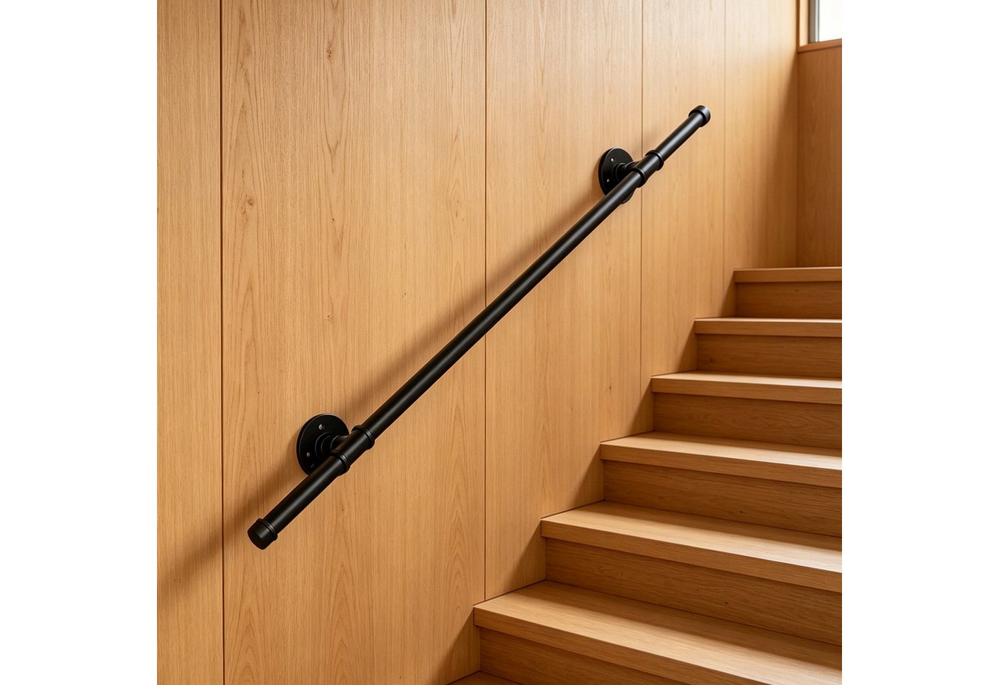 BlingBin Handlauf 150 / 100 cm verzinkter rutschfester Wandhandlauf, 100 cm Gesamtlänge, (2er Set, 2 St., 150cm/100cm), wetterfestes Treppengeländer für Bad, Küche und Garten Bild 2