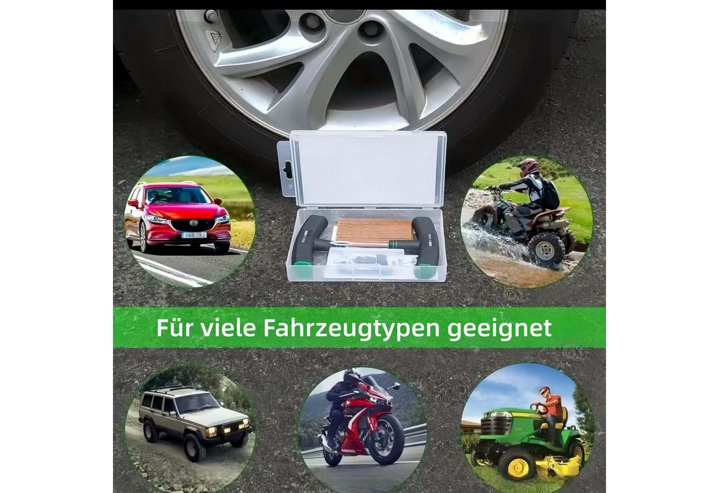 FOUORTUNATE-BEE Reifen-Reparaturset 22-teiliges Reifenreparaturset für Auto, Motorrad und SUV, 22-St., Pannenhilfe-Set zur Reifenreparatur für ATV und Fahrzeuge Bild 4