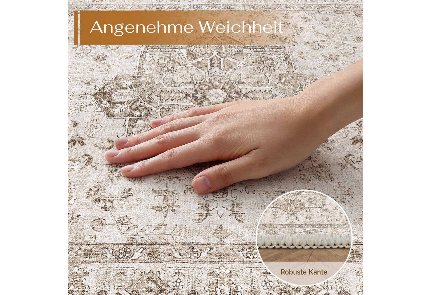 PURECOZY Teppich Kurzflor Perserteppich, waschbar, rutschfest, weich & kuschelig, Rechteckig, Höhe: 5 mm, 120×180, 160×230, 200×300, 300×400 cm, geeignet für diverse Innenräume