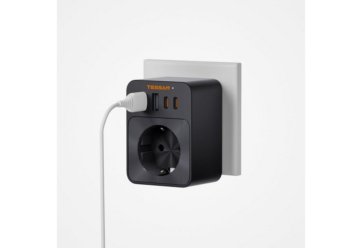 TESSAN Steckdose Schutzadapter mit 2 USB-C 2 USB-A Mehrfachadapter Schwarz Mehrfachsteckdose 1-fach (2 USB-A und 2 USB-C, Schwarz, 5 in 1 Mehrfachstecker) Bild 2