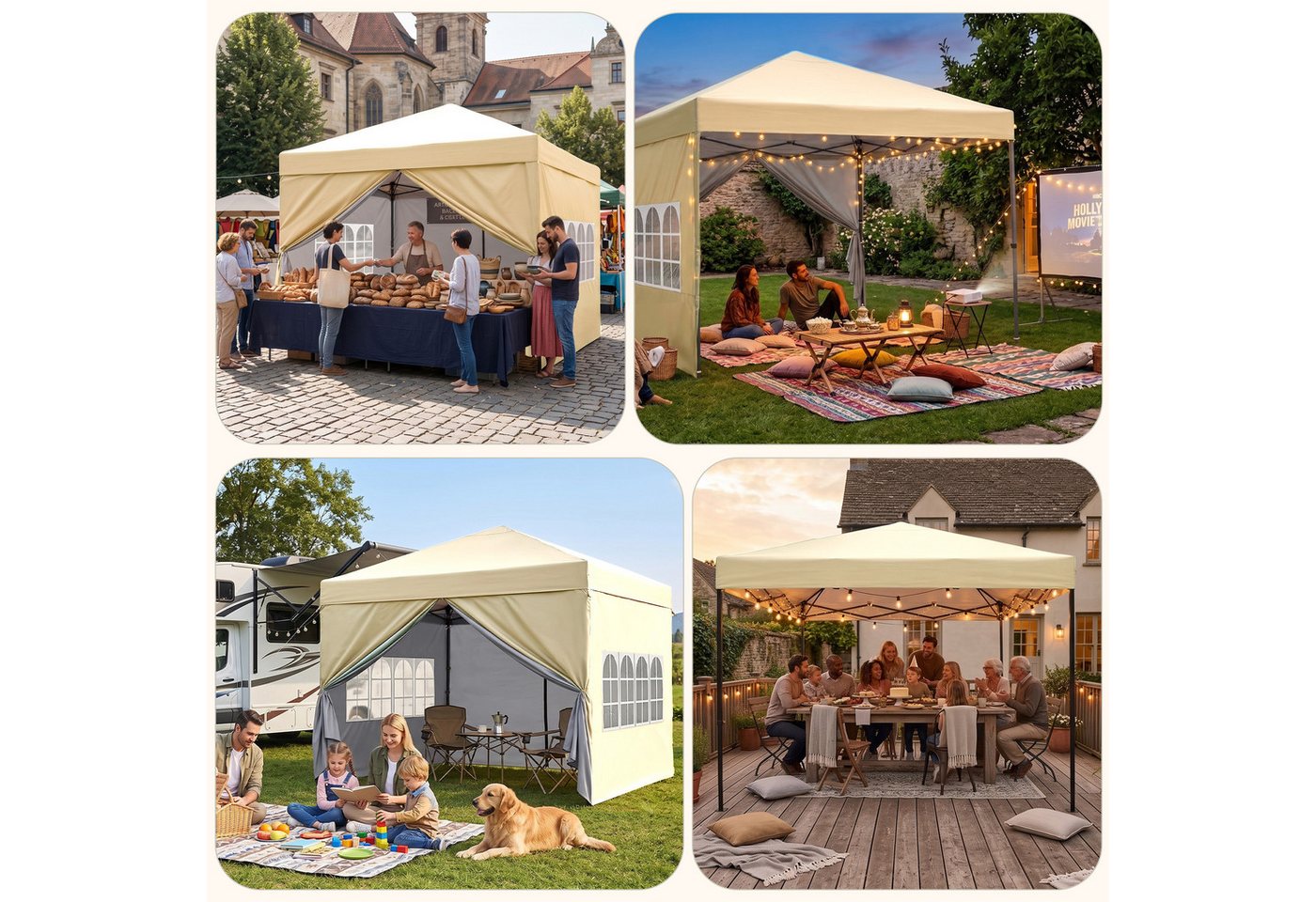 DAITORE Faltpavillon 3x3 m Gartenpavillon mit 4 Seitenteilen Höhenverstellbar, mit 4 Seitenteilen, Wasserdicht, Pop-Up, 3 Stufen höhenverstellbar, 4 Seitenteile Bild 3