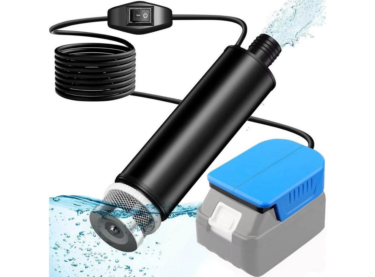 Athlix Tauchpumpe 120W 12V Tragbare Kabellose Tauchpumpe für Wasser und Öl, 4,5m Kabel, Überlast- und Niederspannungsschutz