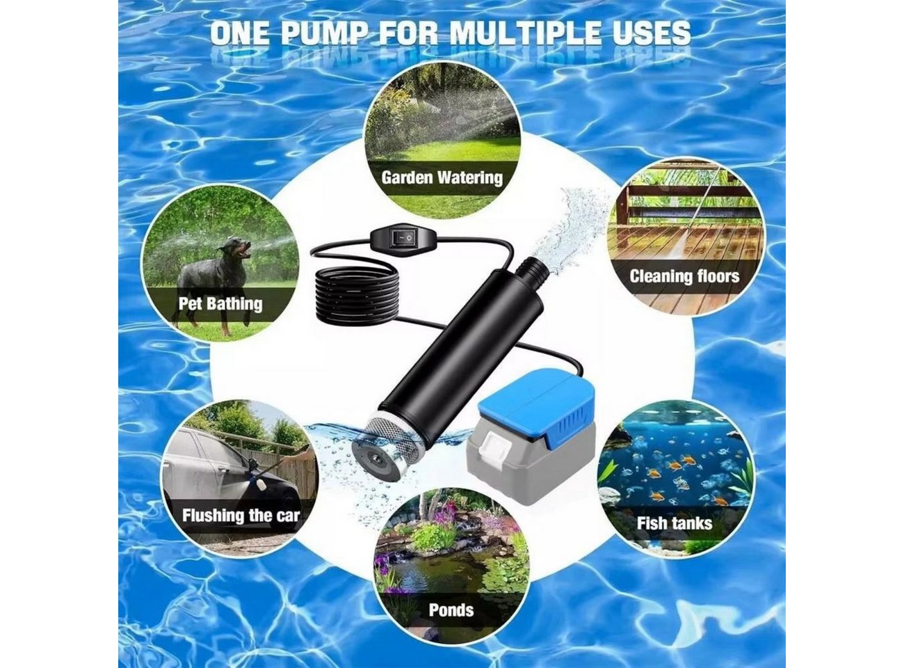 Athlix Tauchpumpe 120W 12V Tragbare Kabellose Tauchpumpe für Wasser und Öl, 4,5m Kabel, Überlast- und Niederspannungsschutz Bild 2