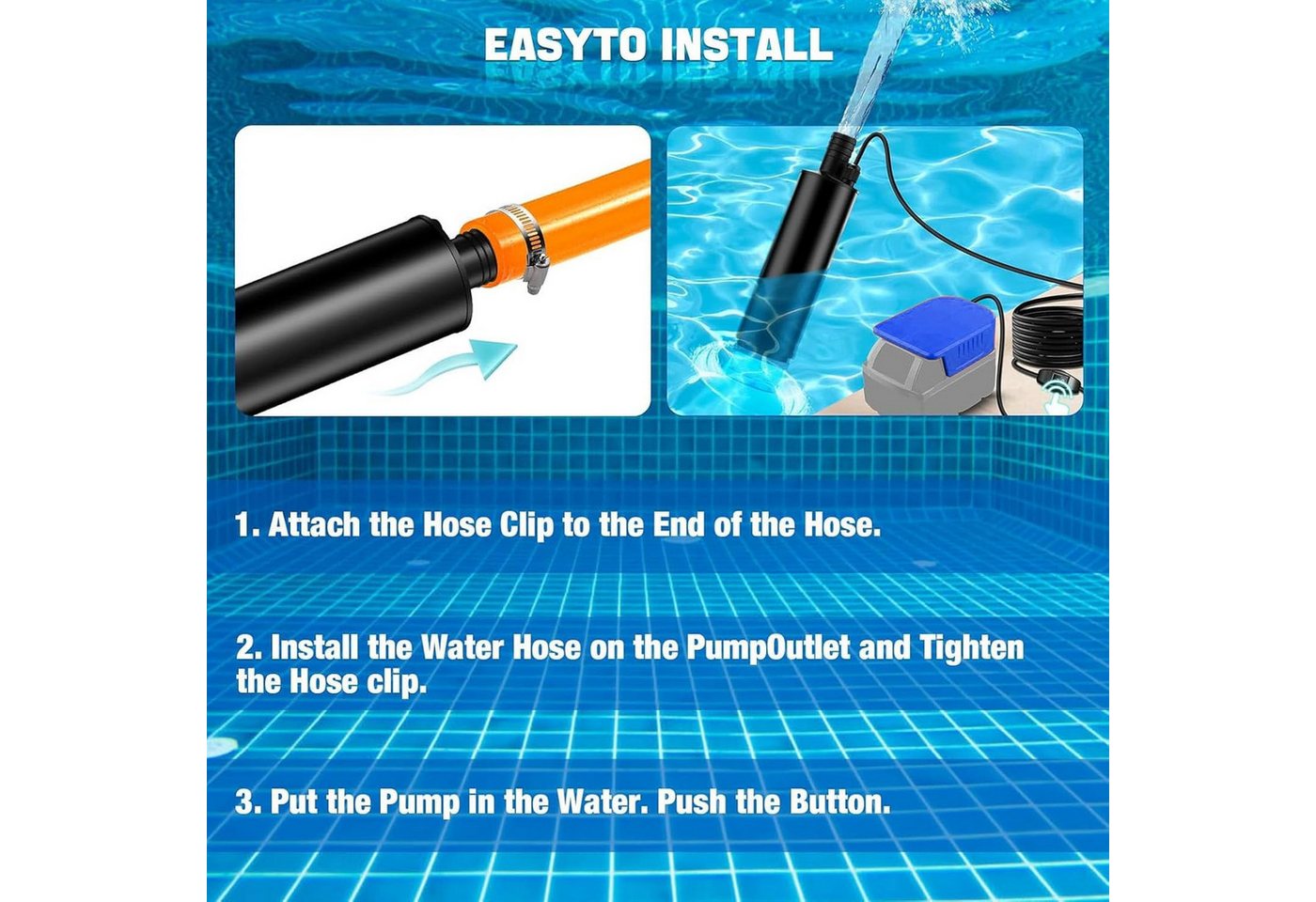 Athlix Tauchpumpe 120W 12V Tragbare Kabellose Tauchpumpe für Wasser und Öl, 4,5m Kabel, Überlast- und Niederspannungsschutz Bild 4