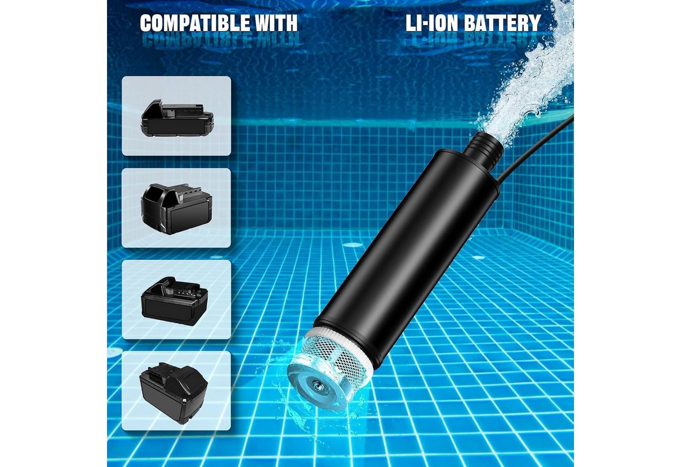 Athlix Tauchpumpe 120W 12V Tragbare Kabellose Tauchpumpe für Wasser und Öl, 4,5m Kabel, Überlast- und Niederspannungsschutz Bild 5