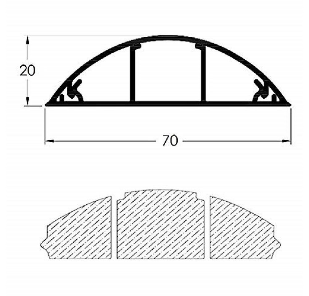 ARLI Kabelkanal 2x 1m halbrund selbstklebend 70 x 20 mm weiß Kabelbrücke TV Kabelkanal (2-St) Bild 5