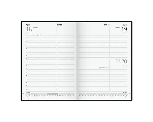 GLOCKEN Buchkalender, für 2027, 1 Seite = 1 Tag (Sa/So = 1 Seite)