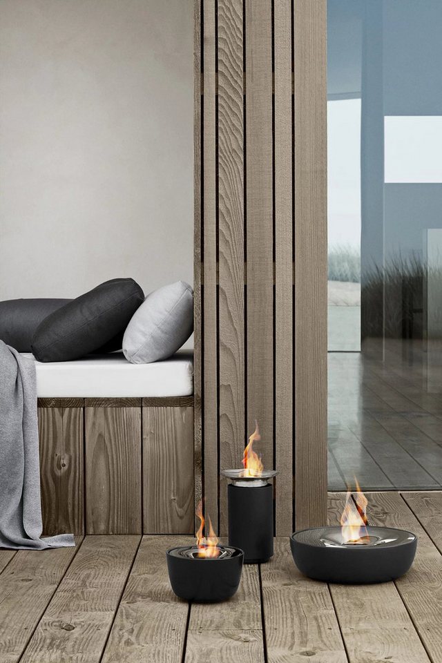 blomus Feuerstelle -FUOCO- Gelfeuerstelle aus Edelstahl: Elegantes Outdoor-Design, Polierter Edelstahl, Frostsicher, Hochwertig, Schwarz, Zeitloses Design Bild 3