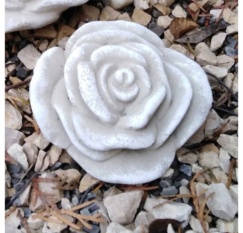 Radami Gartenfigur Stein Rose Rosenblüte Steinguss Gartendeko 10cm
