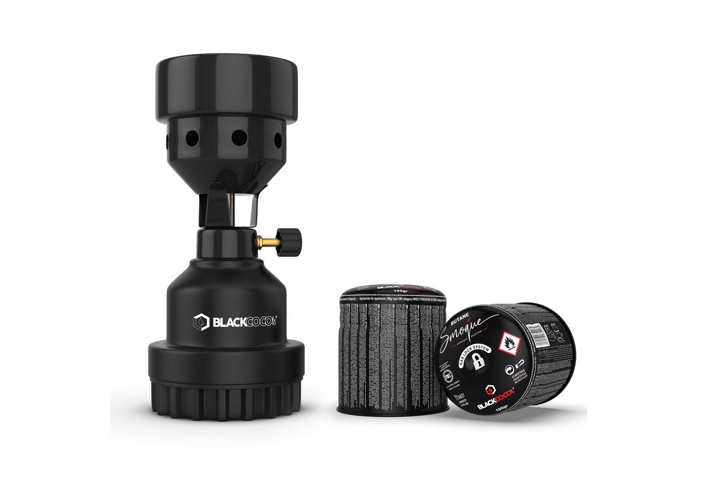 BLACKCOCO's GmbH Camping-Gasgrill SMOQUE, GAS BURNER BLACK + GAS CARTRIDGE BLACK, SET Bild 2