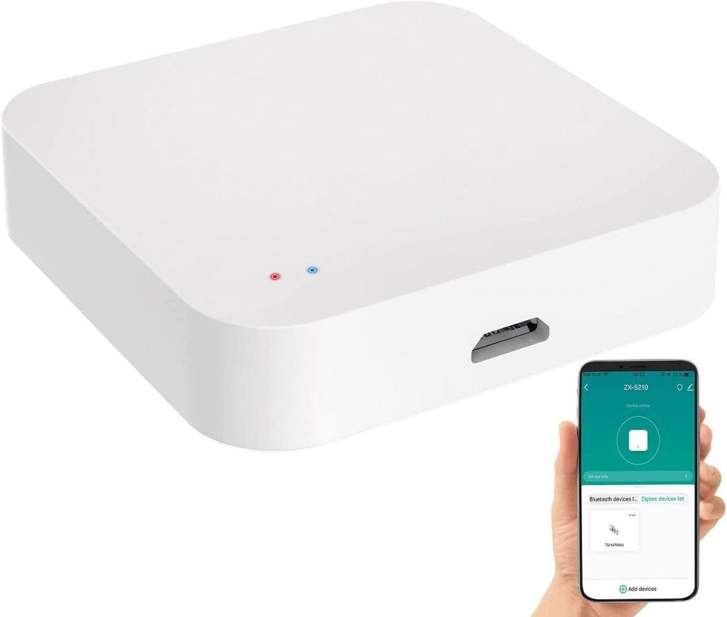Luminea Home-Control WLAN-Steuerungsmodul RC-350.duo ZigBee WLAN Gateway Smart Home Zentrale App WiFi Mesh, für zum Steuern kompatibler Geräte, z.B. elektrische Türschließzylinder oder Heizkörper-Thermostate Bild 2